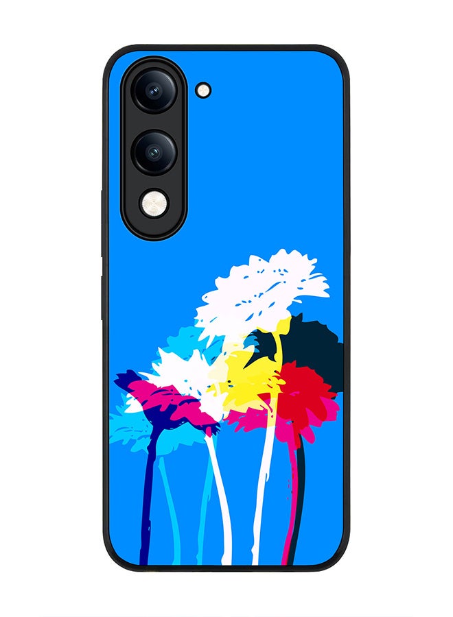 For vivo Y29s 5G / Y19s 5G Case,Slim fit Camera Protection, Shockproof Thin Phone cover  - Bleeding Flowers (Blue)